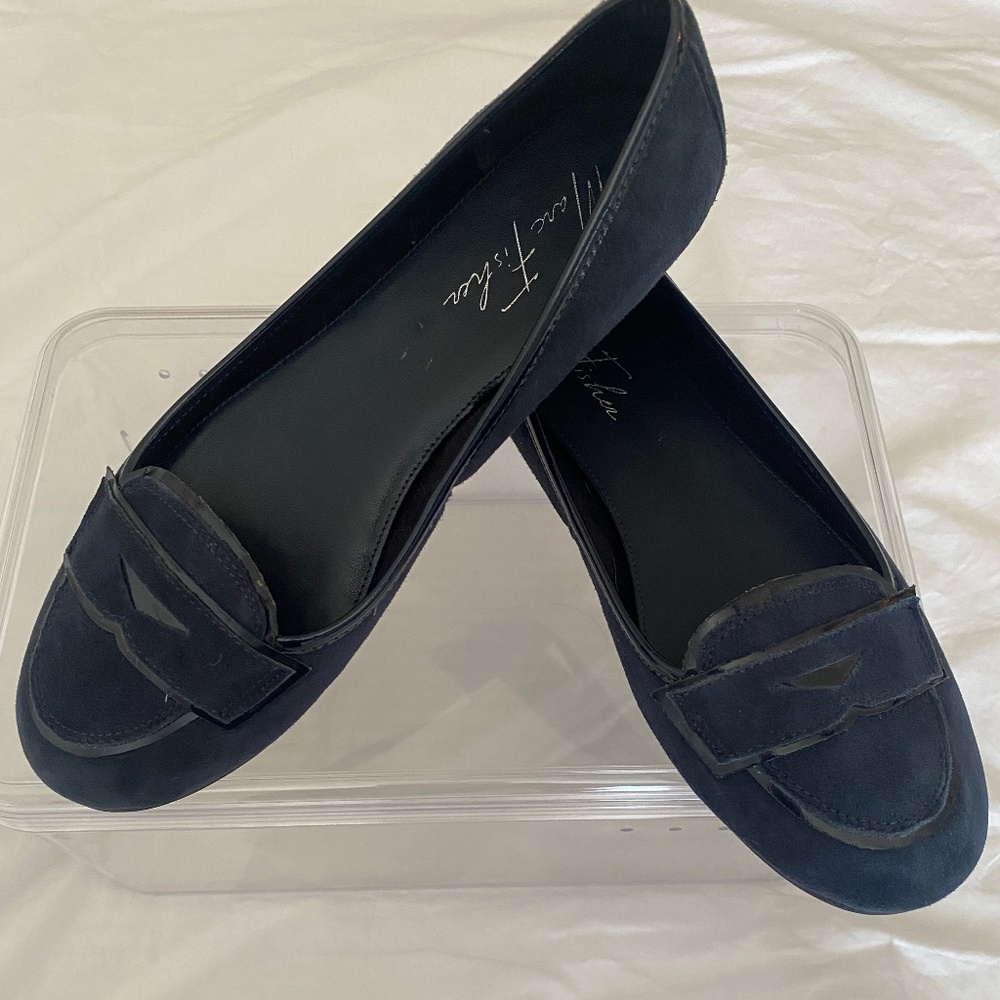 Marc Fisher Kora Suede Loafers Dark Blue Size 8.5